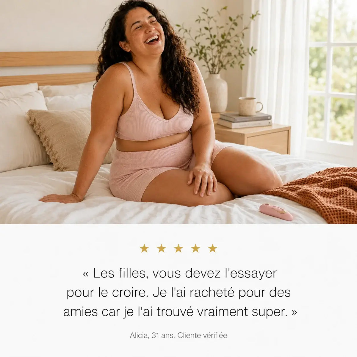 Avis client 5 étoiles d'Alicia, 31 ans, sur le stimulateur Halo