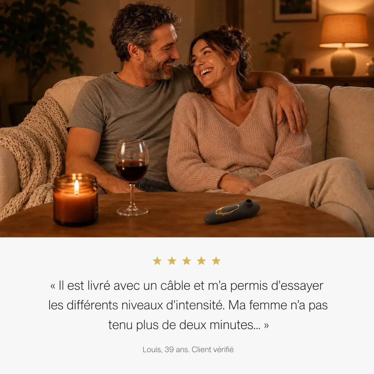 Avis client 5 étoiles de Louis, 39 ans, sur le stimulateur Halo utilisé en couple