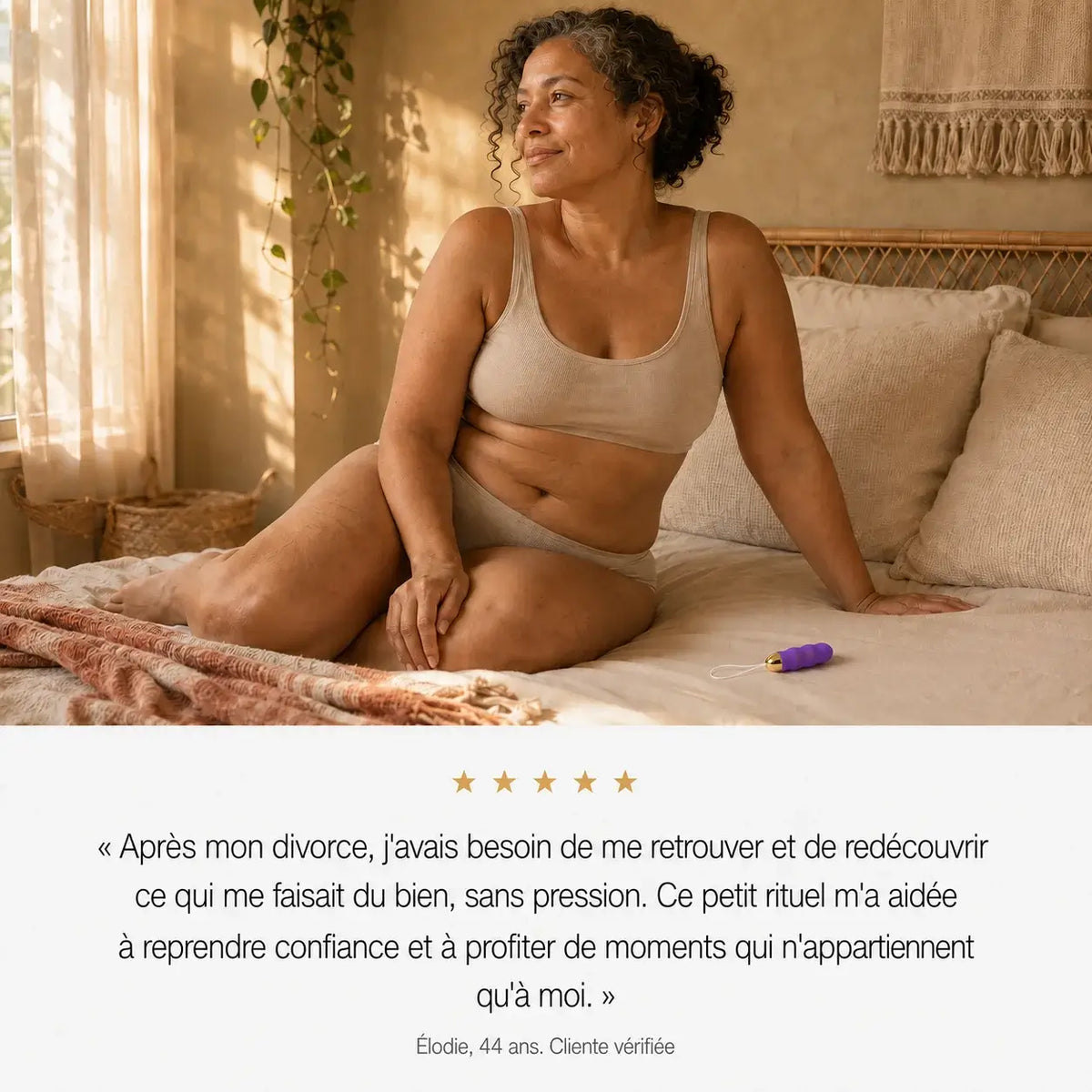Avis client 5 étoiles d'Élodie, 44 ans, sur l'œuf vibrant Perle