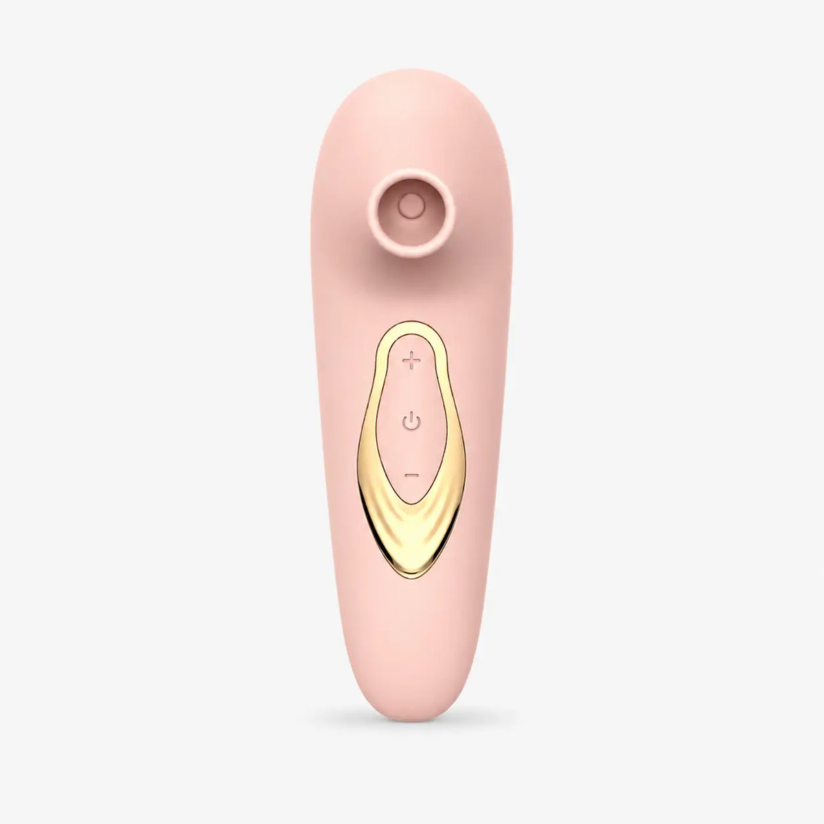 Stimulateur clitoridien Halo en silicone rose poudré, plaque de commande dorée