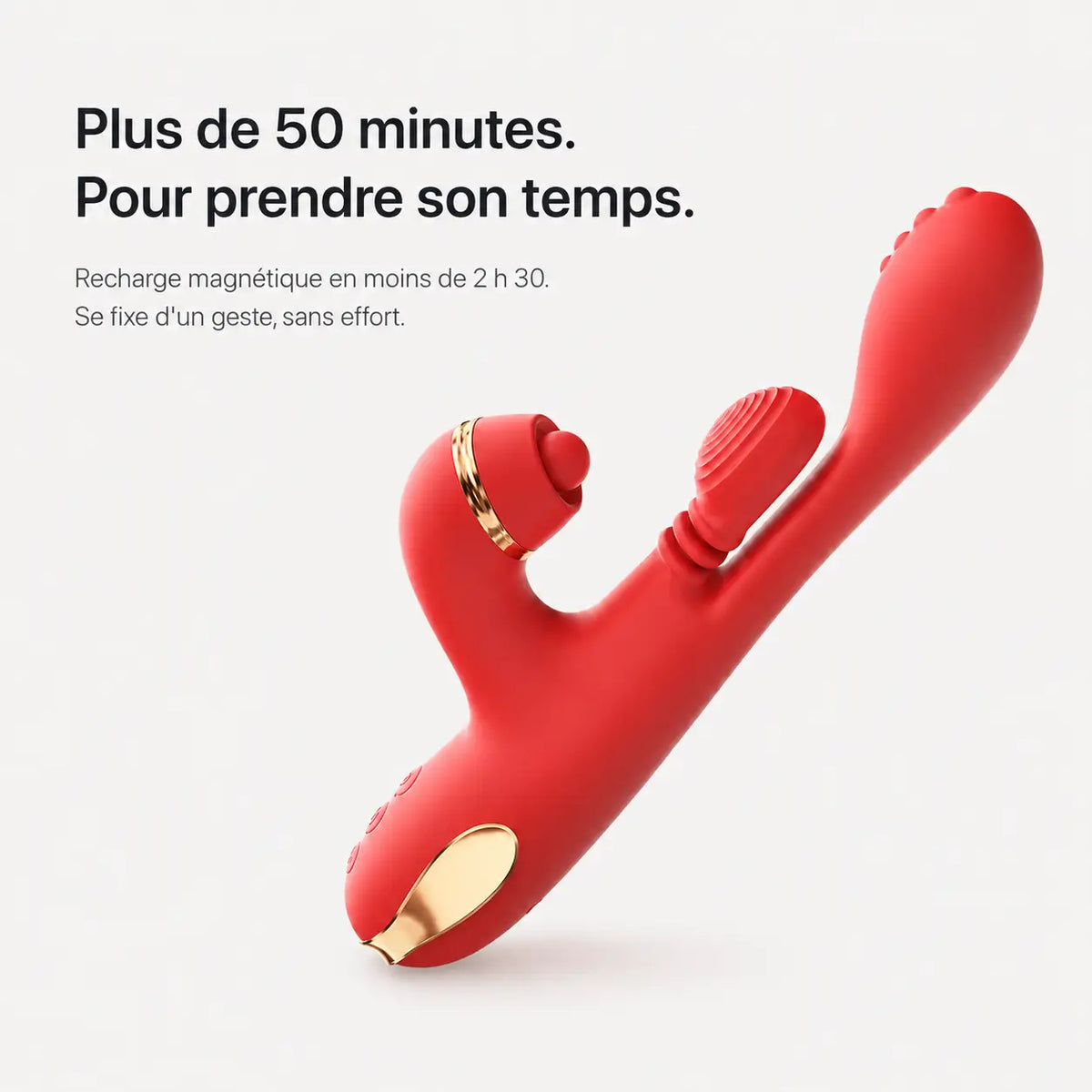 Plus de 50 minutes d’autonomie et recharge magnétique pour le vibromasseur Aurore